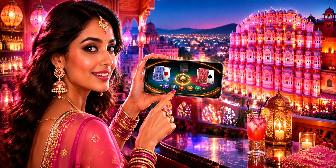 Jaipur view of Hawa Mahal during a popular Andar Bahar card game event