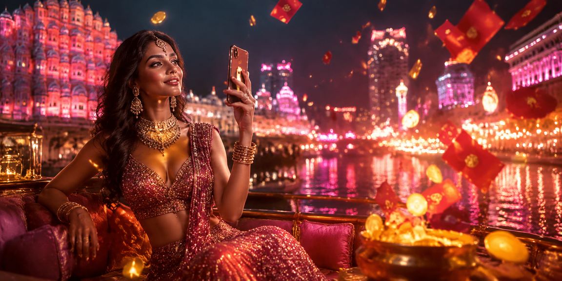 Red envelope Bollywood themed casino atmosphere in Jaipur